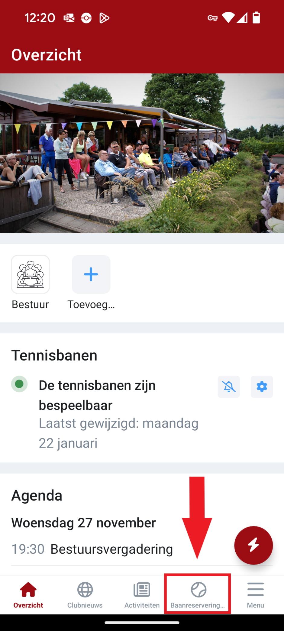 Baanreservering met pijl
